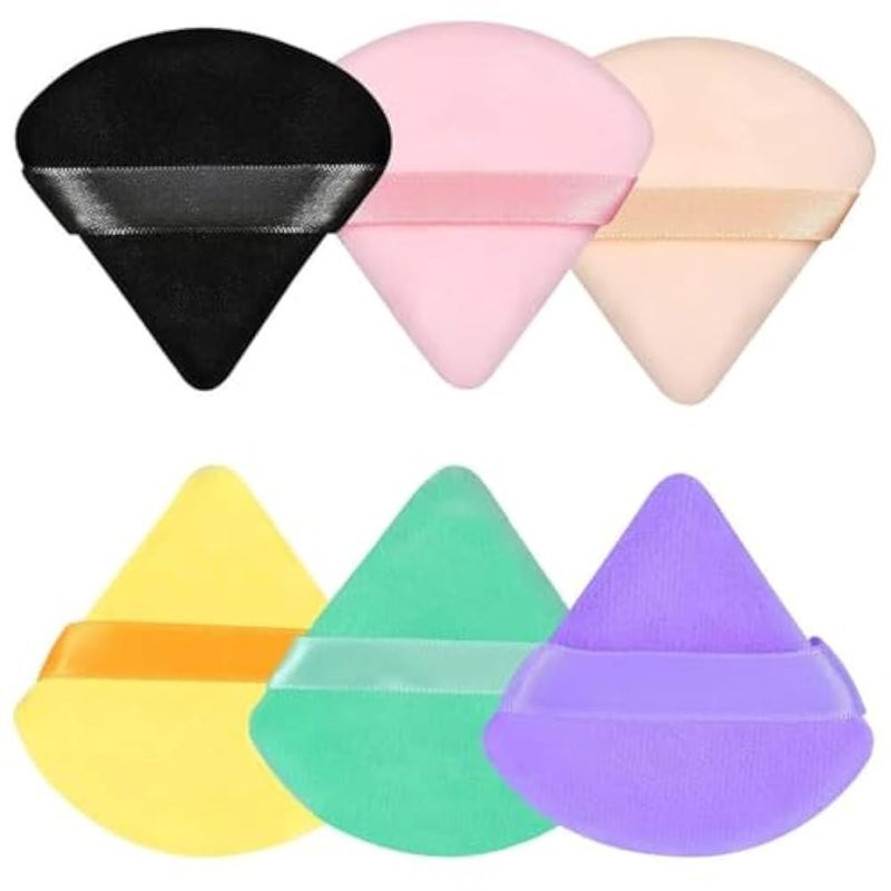 SUNISA 6 Pieces Powder Puff Soft Face Triangle Makeup Puff for Loose Powder Body Cosmetic Foundation Sponges Beauty Blender Makeup Tool Multicolors - Image 1