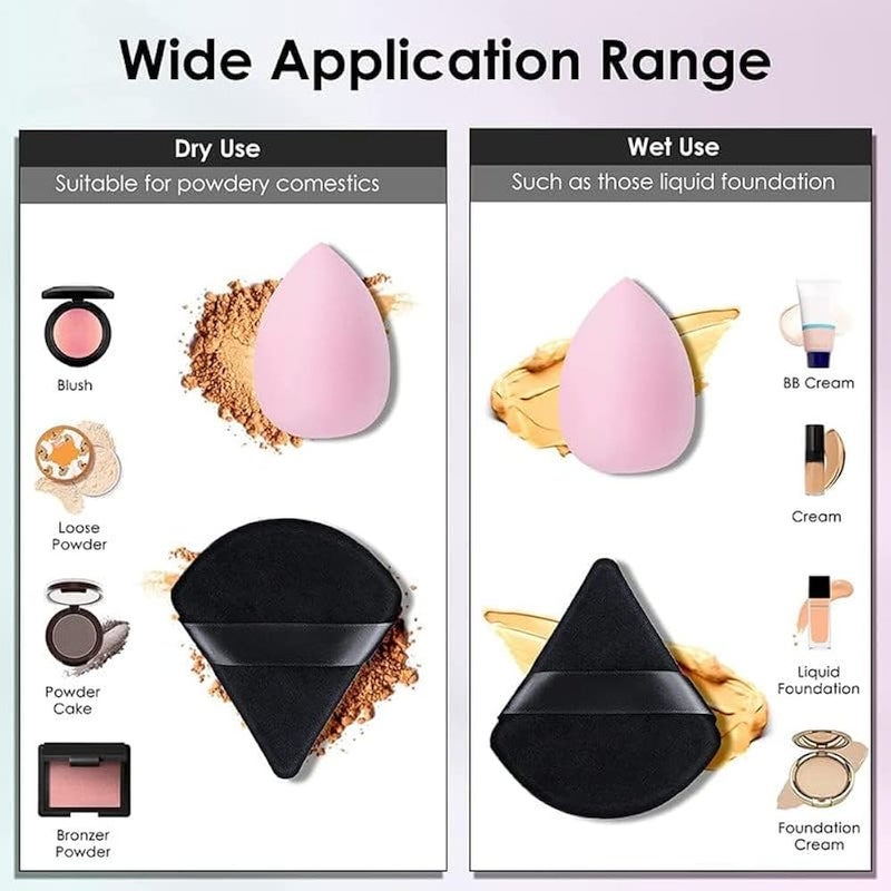 SUNISA 6 Pieces Powder Puff Soft Face Triangle Makeup Puff for Loose Powder Body Cosmetic Foundation Sponges Beauty Blender Makeup Tool Multicolors - Image 5