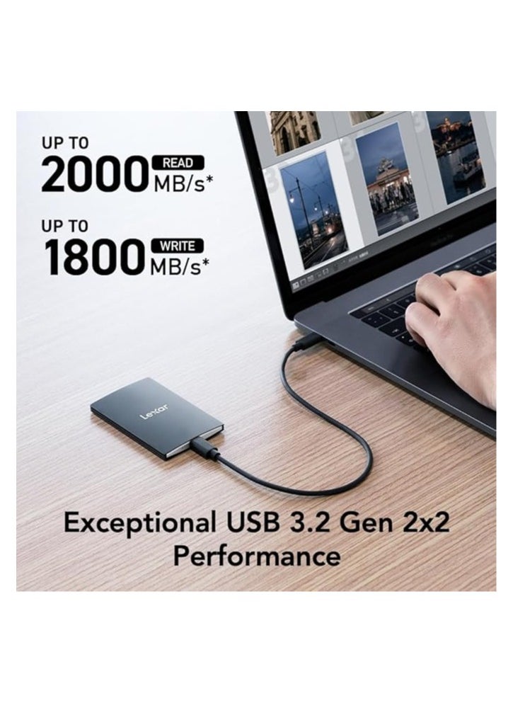 Lexar - Lexar 4TB SL500 Portable SSD, Up to 2000MB/s Read, Compatible w/Type-C Laptops, iPhone 15, Smartphones, Tablets, PS5, Xbox, USB 3.2 Gen 2x2, Slim and Lightweight, External SSD (LSL500X004T-RNBNU) - Image 1