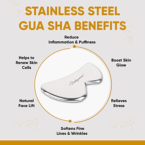 Vintageware® Medical Grade 304 Stainless Steel Gua Sha Guasha Massage Soft Tissue Therapy Used for Back, Legs, Arms, Neck,Shoulder Face (B Shape) - Image 2