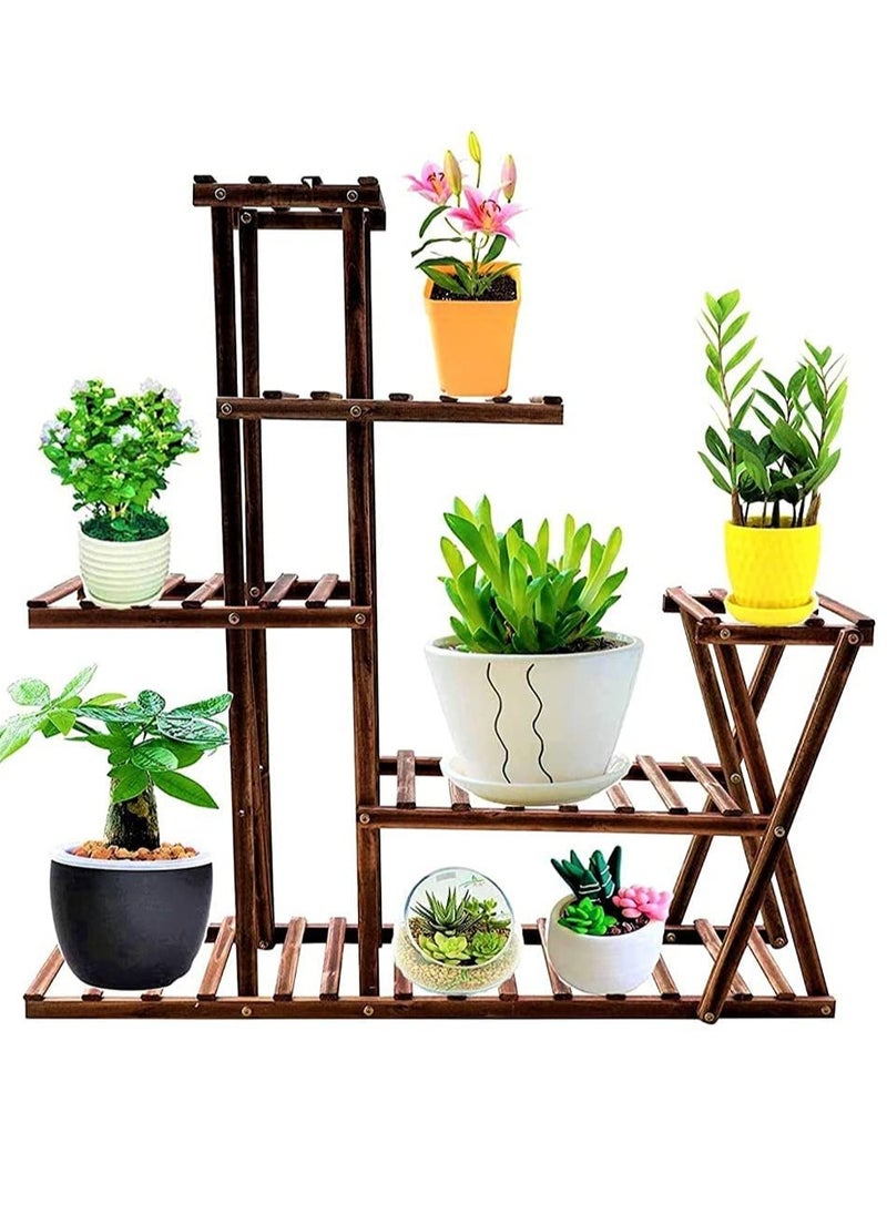 HOME TASTE TOMSUN Wooden Plant Display Stand Flower Stands with Pot Shelf Storage Rack Ideal for Indoor & Outdoor Garden Patio Balcony Living Room  - Image 1