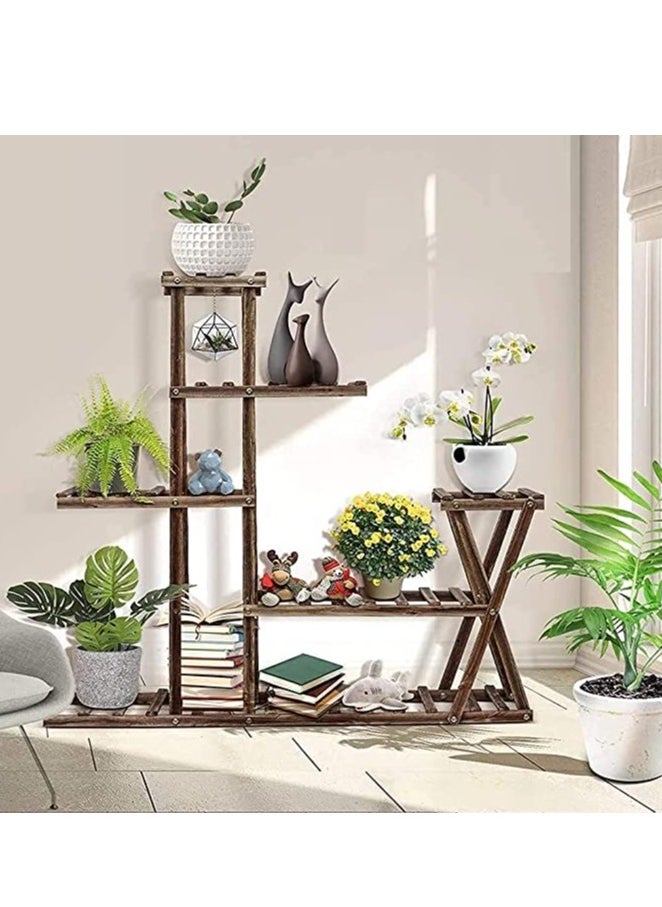 HOME TASTE TOMSUN Wooden Plant Display Stand Flower Stands with Pot Shelf Storage Rack Ideal for Indoor & Outdoor Garden Patio Balcony Living Room  - Image 2