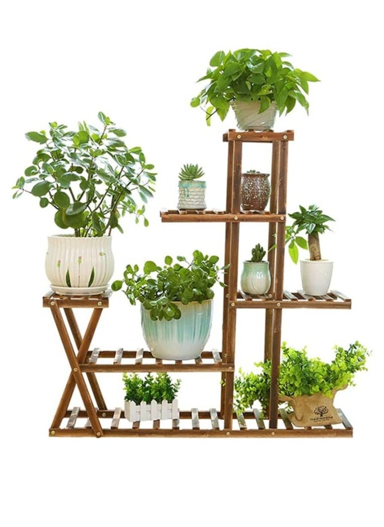 HOME TASTE TOMSUN Wooden Plant Display Stand Flower Stands with Pot Shelf Storage Rack Ideal for Indoor & Outdoor Garden Patio Balcony Living Room  - Image 3