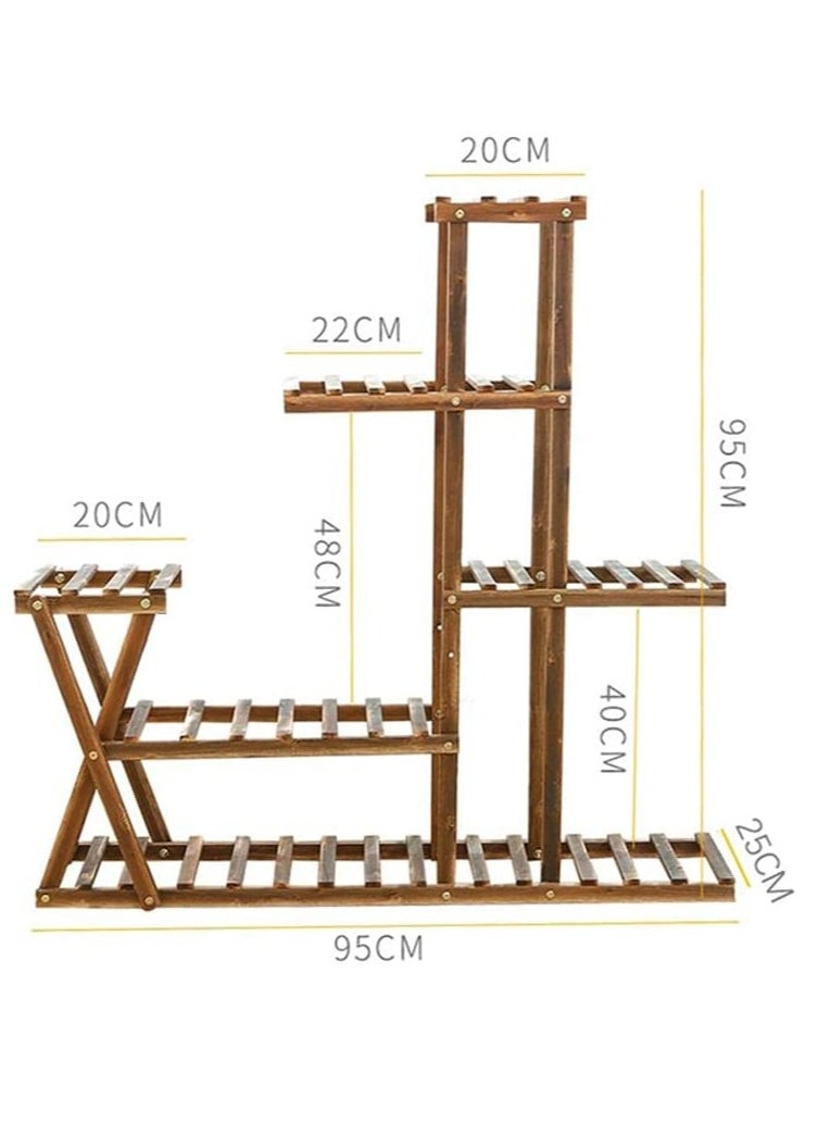 HOME TASTE TOMSUN Wooden Plant Display Stand Flower Stands with Pot Shelf Storage Rack Ideal for Indoor & Outdoor Garden Patio Balcony Living Room  - Image 4