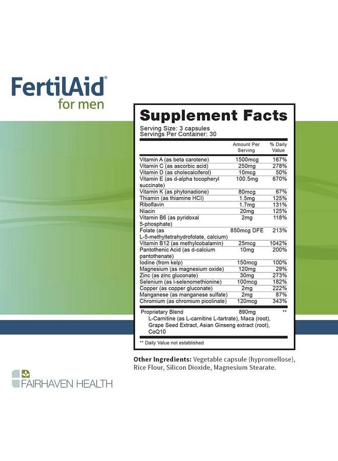 fairhaven health Fertilaid For Men And Motilityboost Combo Prenatal Vitamins And Male Fertility Supplement To Support Count And Motility With L Carnitine Coq10 Zinc And More 150 Capsules 1 Month Supply - Image 3