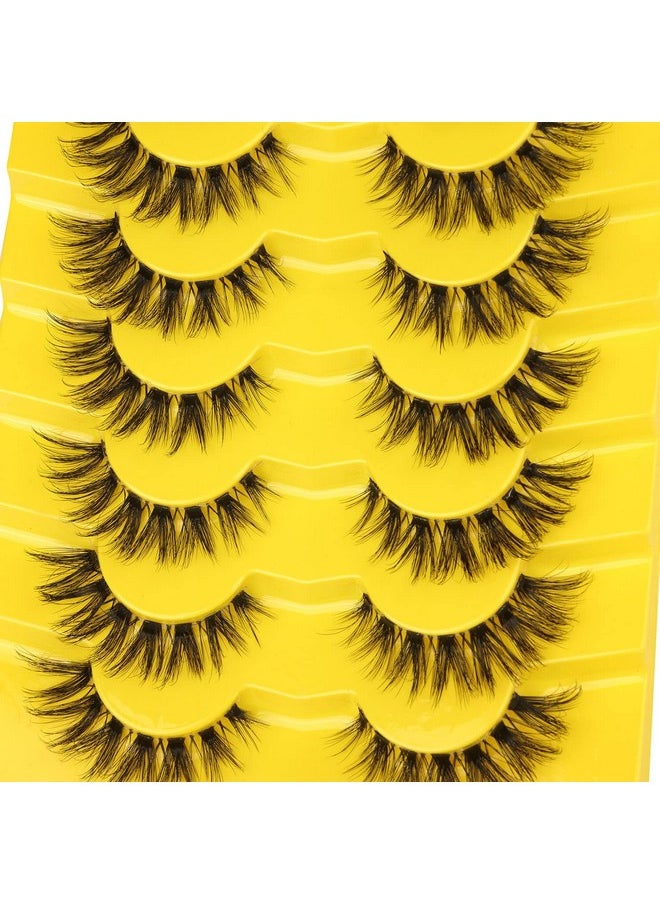 Kiromiro - Lashes Natural Look False Eyelashes Clear Band Wispy Faux Mink Eyelashes Fluffy Short Natural False Lashes Cat Eye Strip Lashes That Look Like Extenison D Curl Lashes Pack 7 Pairs - Image 1