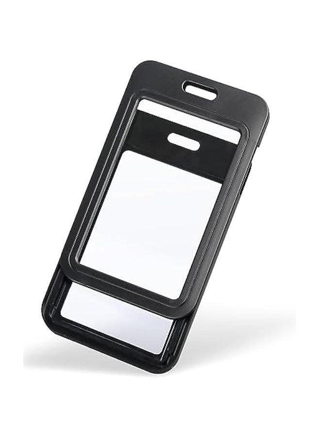 Generic 10 Pack Sliding Badge Holder with Double-sided Windows Vertical Hard Plastic Case Black Card Protector Pouch for Office School ID Credit Cards Proximity Key Cards Driver¡¯s Licenses and Passes  - Image 1