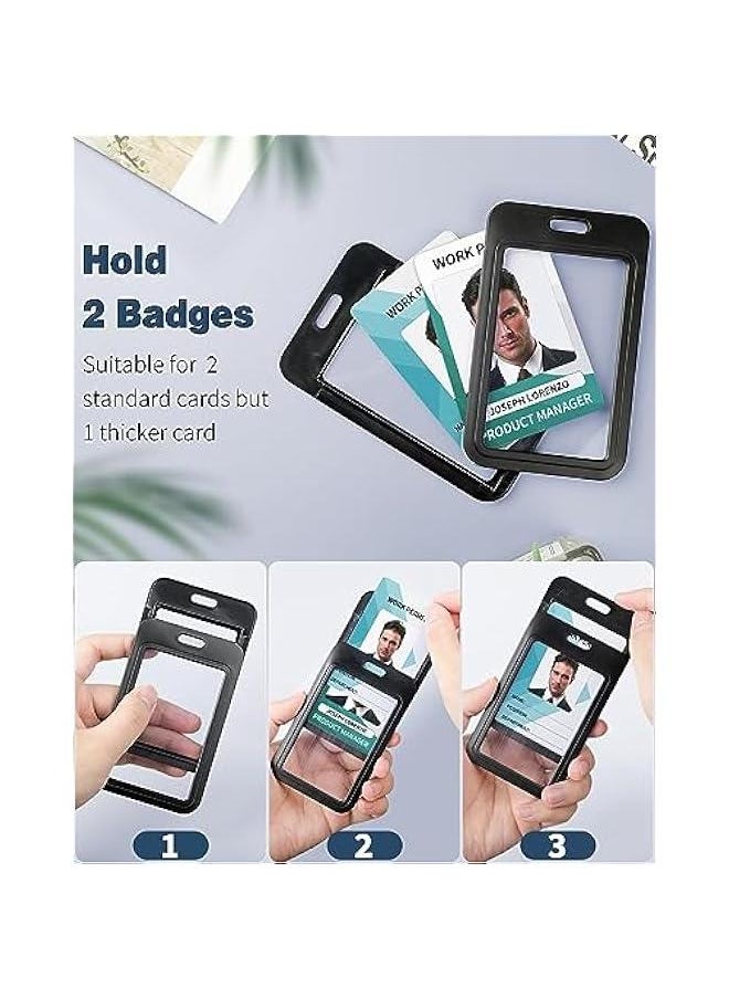 Generic 10 Pack Sliding Badge Holder with Double-sided Windows Vertical Hard Plastic Case Black Card Protector Pouch for Office School ID Credit Cards Proximity Key Cards Driver¡¯s Licenses and Passes  - Image 4