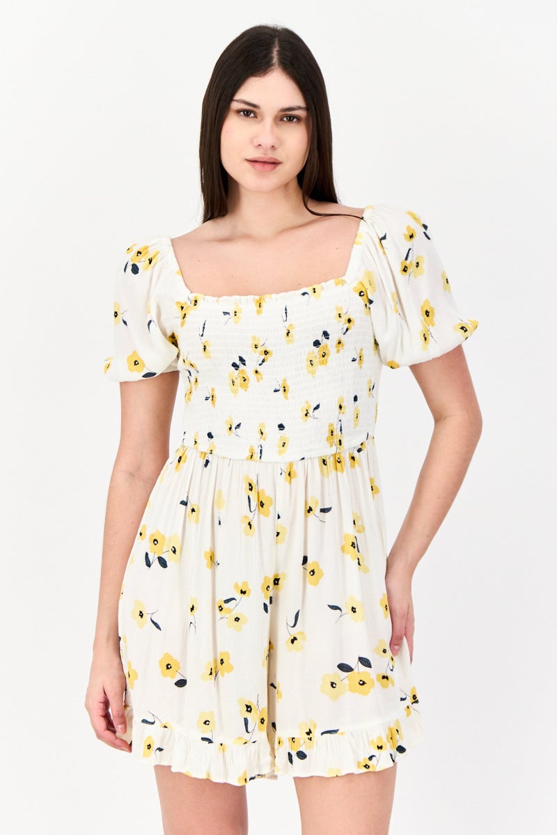 DOROTHY PERKINS Women Floral Print Short Sleeve Playsuit, Multicolor  - Image 1