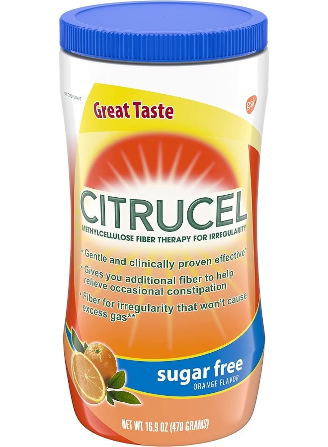 Citrucel Sugar Free Fiber Powder for Occasional Constipation Relief, Methylcellulose Fiber Powder, Orange Flavor - 16.9 Ounces - Image 1