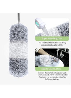 Generic Lomida Feather Duster Extendable Telescopic Pole, Extra Long 100 inches,Microfiber Duster with Washable Bendable Head, Hand Duster for Cleaning High Ceiling Fans, Blinds, Cobweb, Cars  - Image 4