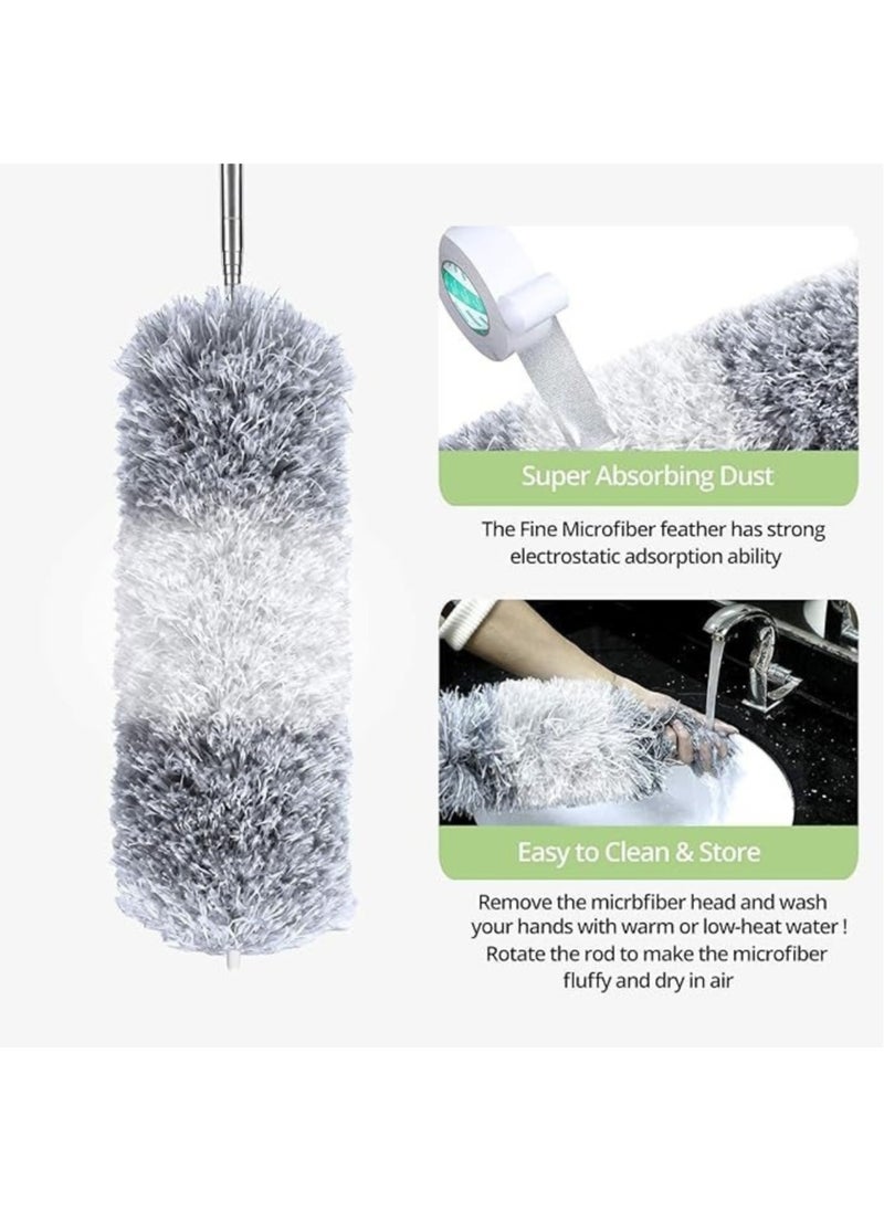 Generic - Lomida Feather Duster Extendable Telescopic Pole, Extra Long 100 inches,Microfiber Duster with Washable Bendable Head, Hand Duster for Cleaning High Ceiling Fans, Blinds, Cobweb, Cars - Image 1