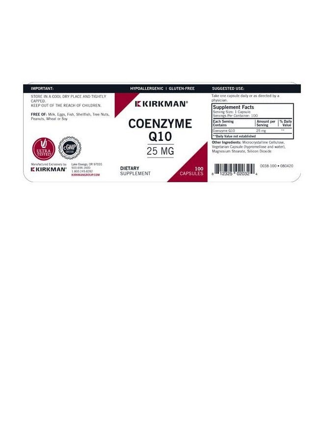 Kirkman Coenzyme Q10 25 mg - Hypoallergenic || 100 Vegetarian Capsules || CoQ10 || Supports Immune System || Gluten and Casein Free || Capsules are Plant Based - Image 3