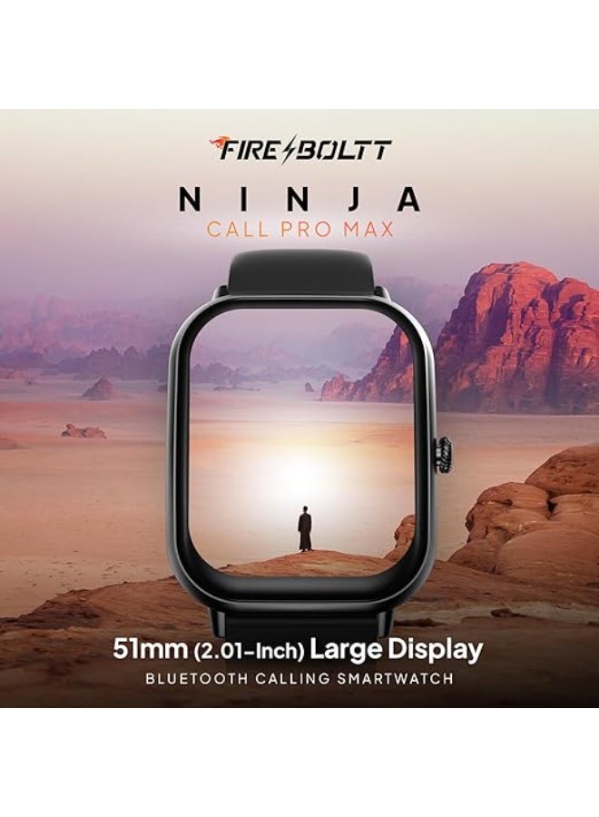 Fire-Boltt Ninja Call Pro Max Bluetooth Calling Smart Watch, 2.01" HD Display, 120+ Sports Modes, Health Suite, AI Voice Assistance, SpO2 & Heart Rate Monitor Smartwatch for Men & Women - Black - Image 4