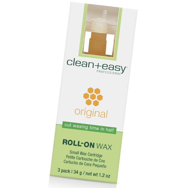 Clean + Easy Original Roll On Wax â€“ Small Wax Refill Cartridges for Hair Removal, Fast & Easy Roll On Applicator for Face, Brows & Delicate Areas, 3 Pack - Image 1