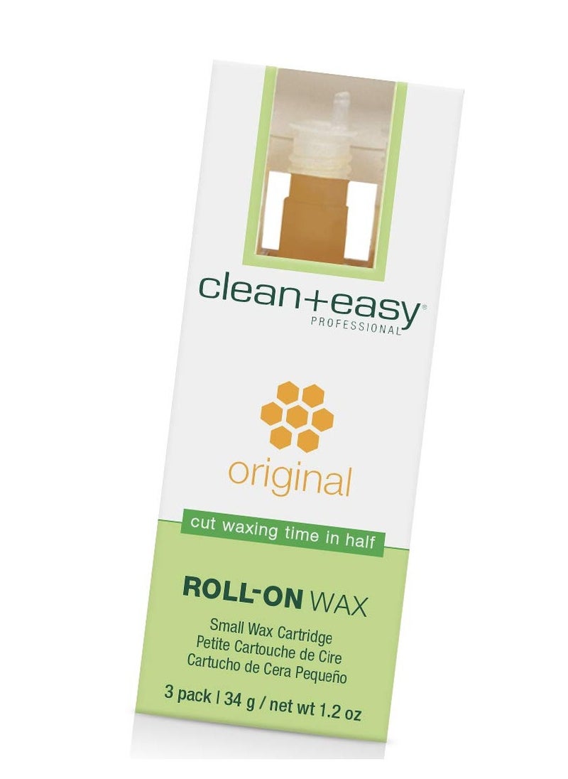 Clean + Easy Clean + Easy Small Original Roll On Wax Refill for Wax Cartridge, Hygienic Depilatory Hair Removal Treatment, Removes Fine to Coarse Hairs, Perfect for Delicate Skin - 3 Packs  - Image 1