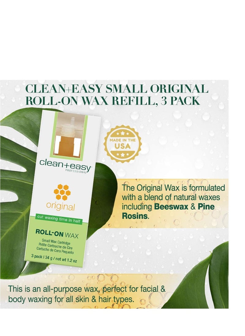 Clean + Easy Clean + Easy Small Original Roll On Wax Refill for Wax Cartridge, Hygienic Depilatory Hair Removal Treatment, Removes Fine to Coarse Hairs, Perfect for Delicate Skin - 3 Packs  - Image 2