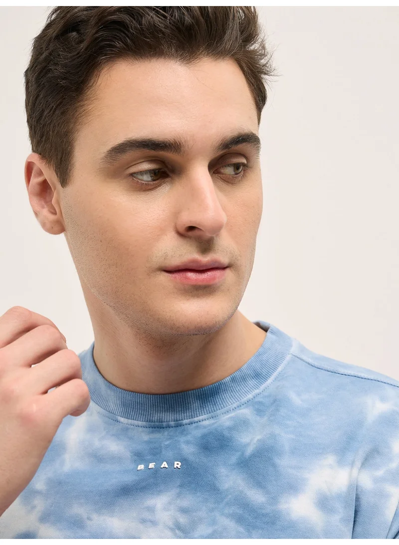 THE BEAR HOUSE  Men's Blue Tie-Dye Oversize Crew Neck T-shirt Perfect For Casual Wear, Gym, Travel, Or Layering Stylish And Versatile Essential For Every Wardrobe for Men | Best Price UAE