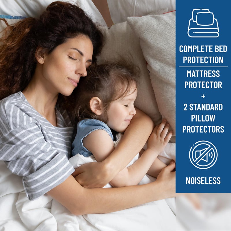 Everlasting Comfort واقي مرتبة إيفرلاستينغ كومفورت توين مقاوم للماء - يشمل 2 واقي وسادة - مضاد للحساسية، تصميم جيب عميق، يصل إلى 18" - بدون صوت، قابل للغسل في الغسالة - Image 5