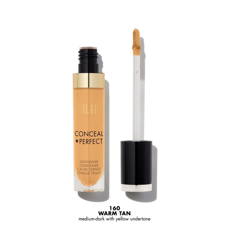Milani Conceal + Perfect Longwear Concealer Full Coverage Infused with Hyaluronic Acid & Vitamin E, Cover Dark Circles, Blemishes & Skin Imperfections for Long-Lasting Wear - Warm Tan - Image 2
