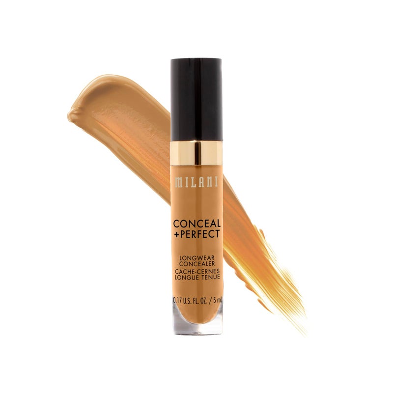 Milani Conceal + Perfect Longwear Concealer Full Coverage Infused with Hyaluronic Acid & Vitamin E, Cover Dark Circles, Blemishes & Skin Imperfections for Long-Lasting Wear - Warm Tan - Image 1