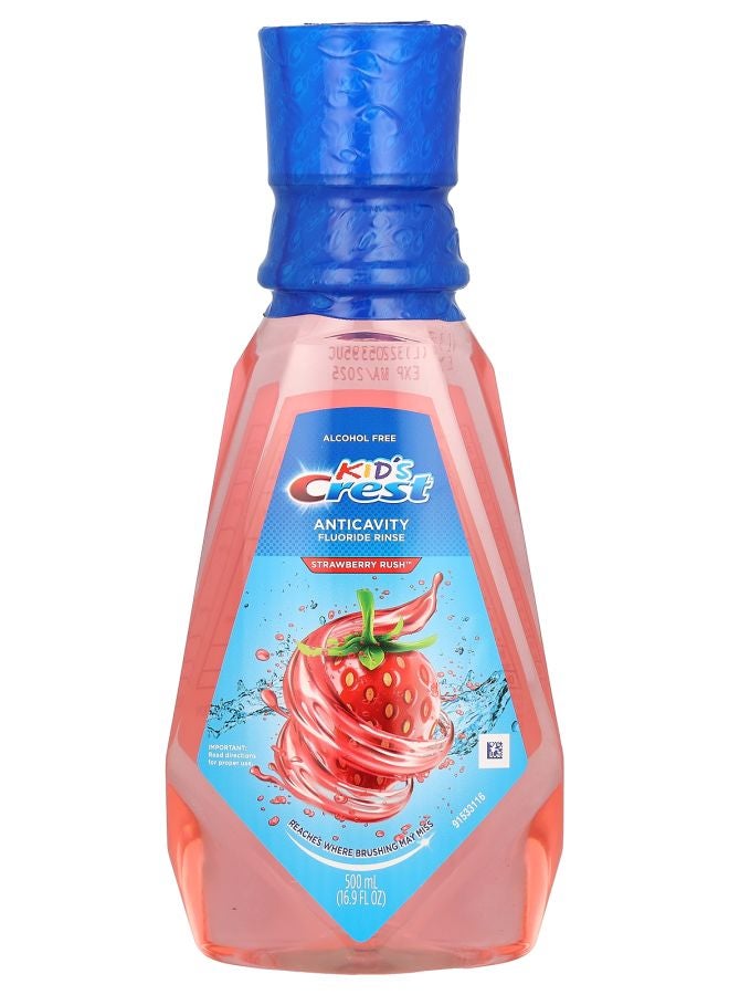 Crest Kids Anticavity Fluoride Rinse Alcohol Free Strawberry Rush 16.9 fl oz (500 ml)