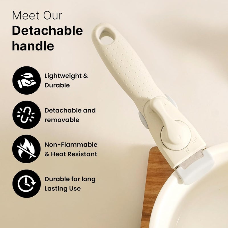 UMAI Detachable Cookware Handle (2 Pcs) | Removable Pan Handle | Universal Pot Handle Suitable for All Cookware | Home Kitchen (White) - Image 3