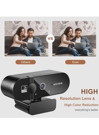 Webcam, 4K Webcam Mini 2K Full HD Webcam with Autofocus Microphone Webcam for PC Laptop Online Camera - view 2