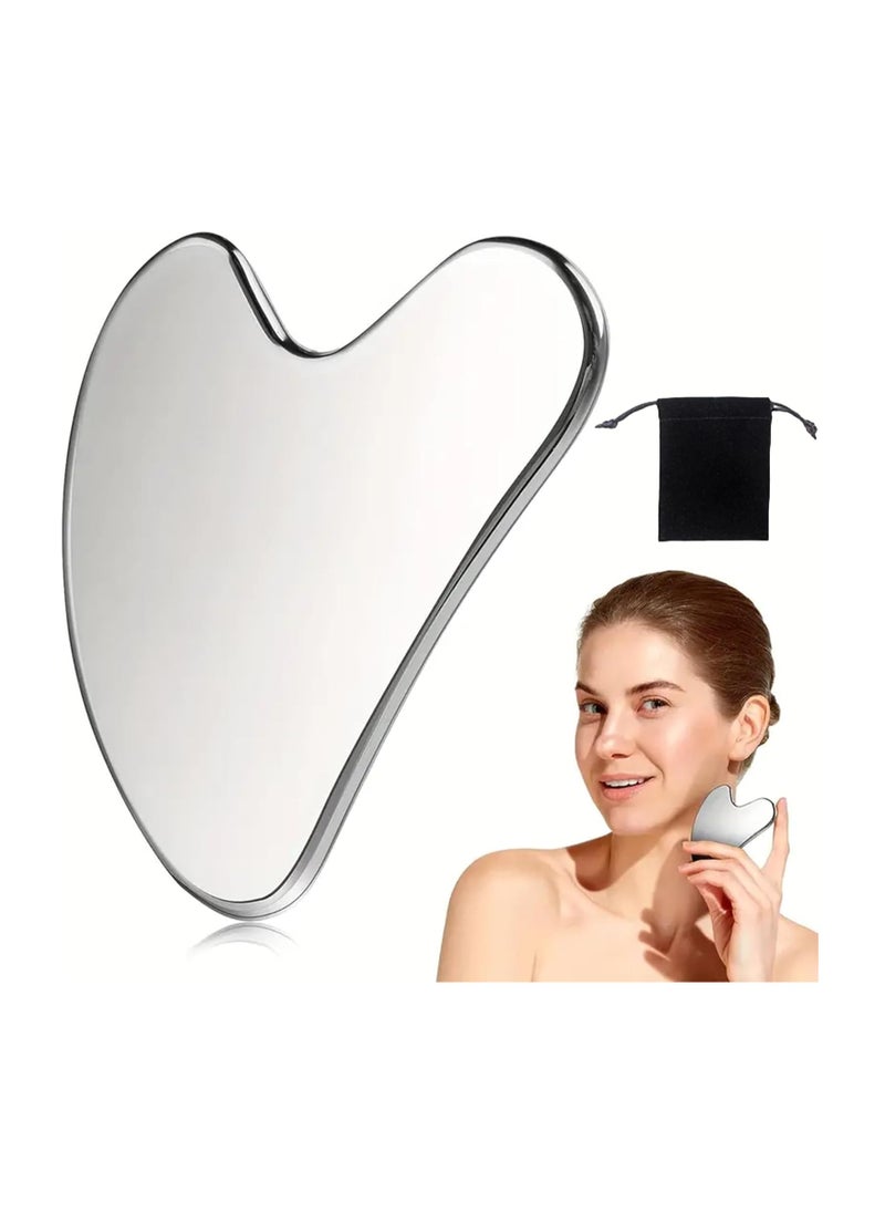 Generic Gua Sha Steel Metal Guasha Facial Massager Guasha Facial Tools Eye Roller Skin Massage Tool for Body Eyes Neck  - Image 1