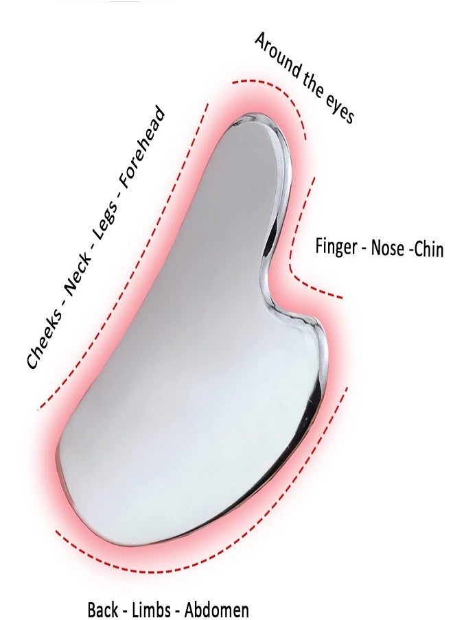 Generic Gua Sha Steel Metal Guasha Facial Massager Guasha Facial Tools Eye Roller Skin Massage Tool for Body Eyes Neck  - Image 2