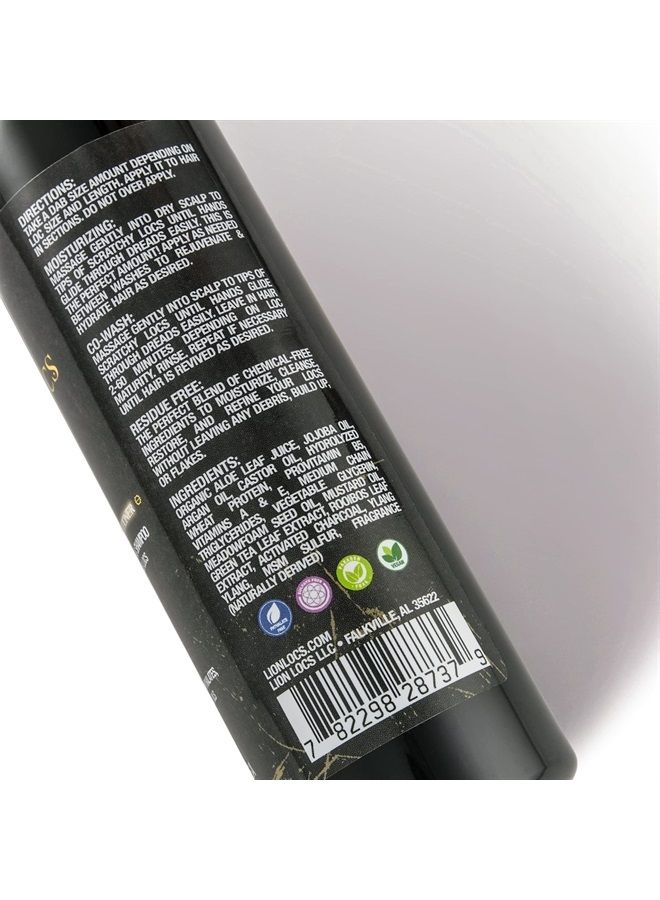 Beard Gains Lion Locs Shampoo and Conditioner, 2 in 1 Co Wash for Dreadlocks, Braids, and Dreads | Vegan, Organic, Leave-In Or Rinse | Residue Build-Up Free (8oz)