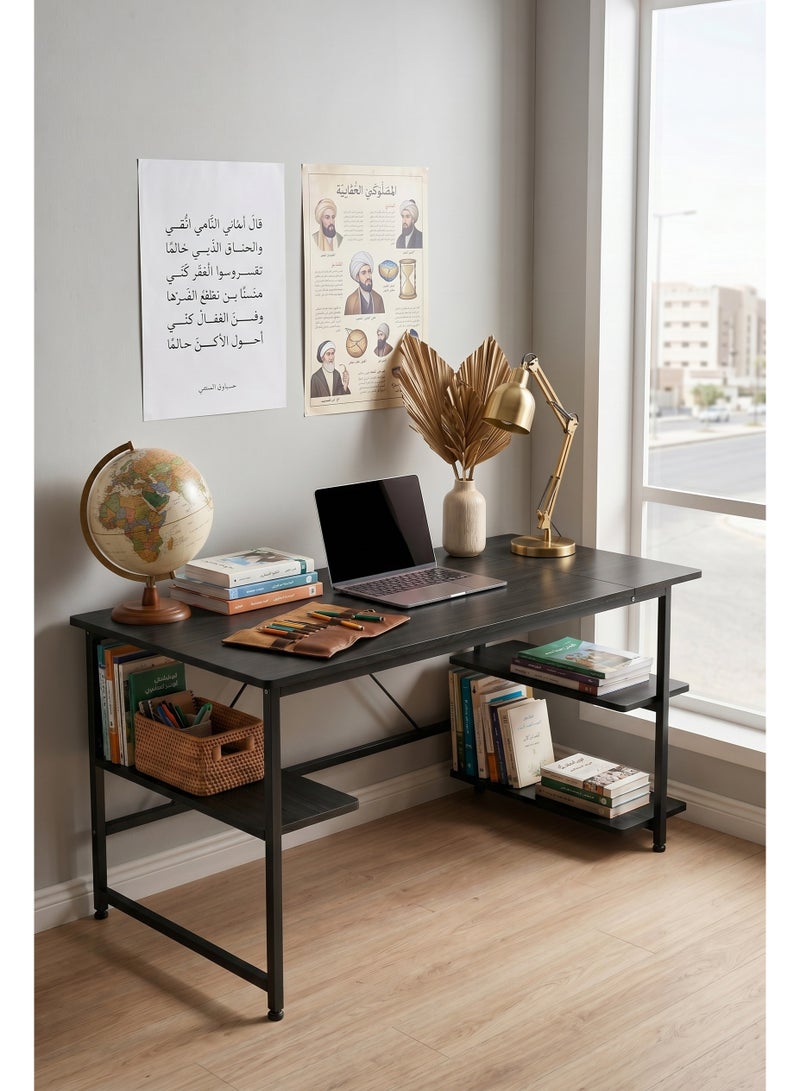 Visionnaire 130*55cm Home Office Table with Large Workstation, Study Desk and Computer Desk, Gaming Table with 3-layer Storage Shelf - Image 2