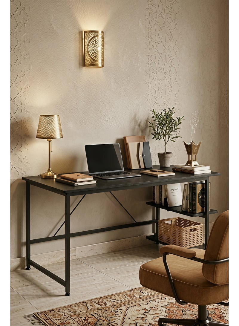 Visionnaire 130*55cm Home Office Table with Large Workstation, Study Desk and Computer Desk, Gaming Table with 3-layer Storage Shelf - Image 1