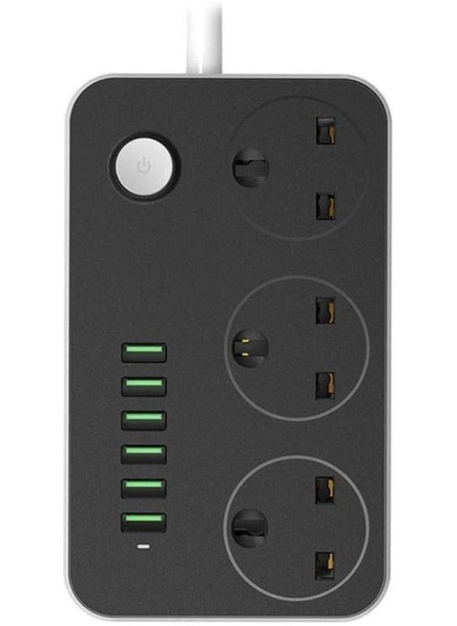 ECVV Power Strips Extension Cord 3 Outlets, Power Socket with 6 USB Ports Universal Charging Socket with 2M Bold Extension Cord  - Image 3