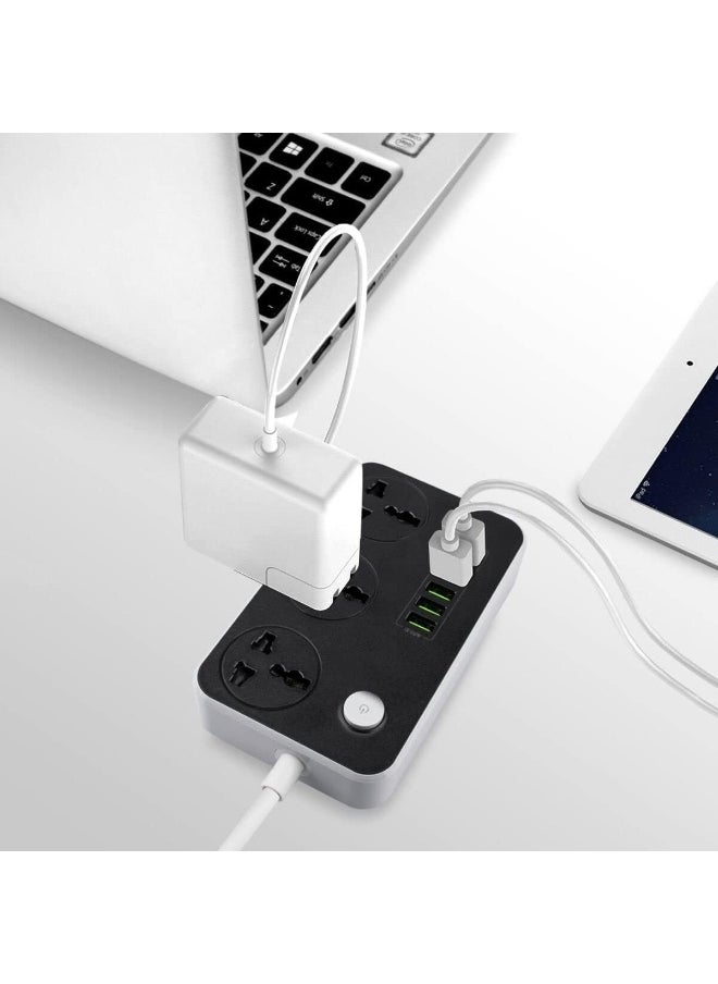 ECVV Power Strips Extension Cord 3 Outlets, Power Socket with 6 USB Ports Universal Charging Socket with 2M Bold Extension Cord  - Image 2