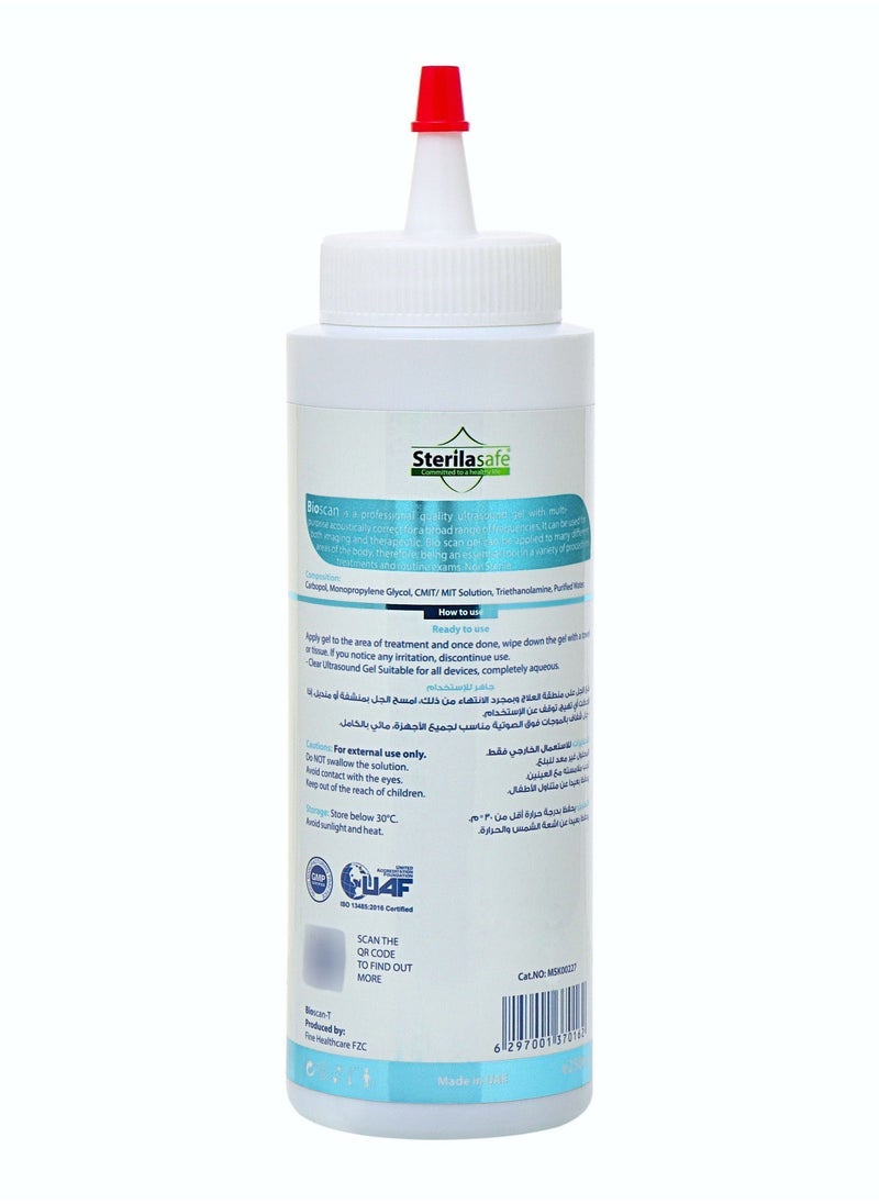 Sterilasafe BioScan-T Professional ECG Medical Ultrasound Transmission Gel, Transparent, 250 ml - Image 2