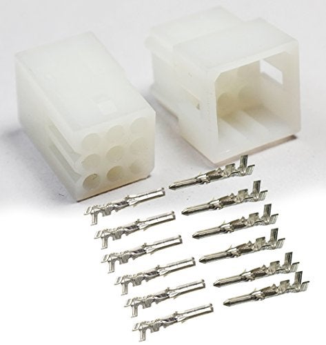 Molex (9-Circuits) Male & Female Receptacle Plug, w/Terminal sockets w/18-24 AWG Standard .062" Pins, Pitch 3.68mm - Image 1