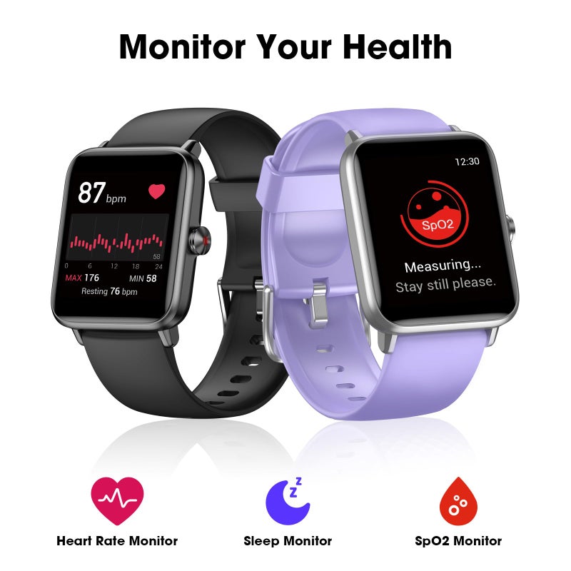 TYKOIT Smart Watch, Fitness Tracker with Heart Rate Monitor, Blood Oxygen, Sleep Tracking, 1.5 Inch Touchscreen Smartwatch for Android iOS Swimming Waterproof Pedometer Step Calories Tracker for Women Men - Image 2