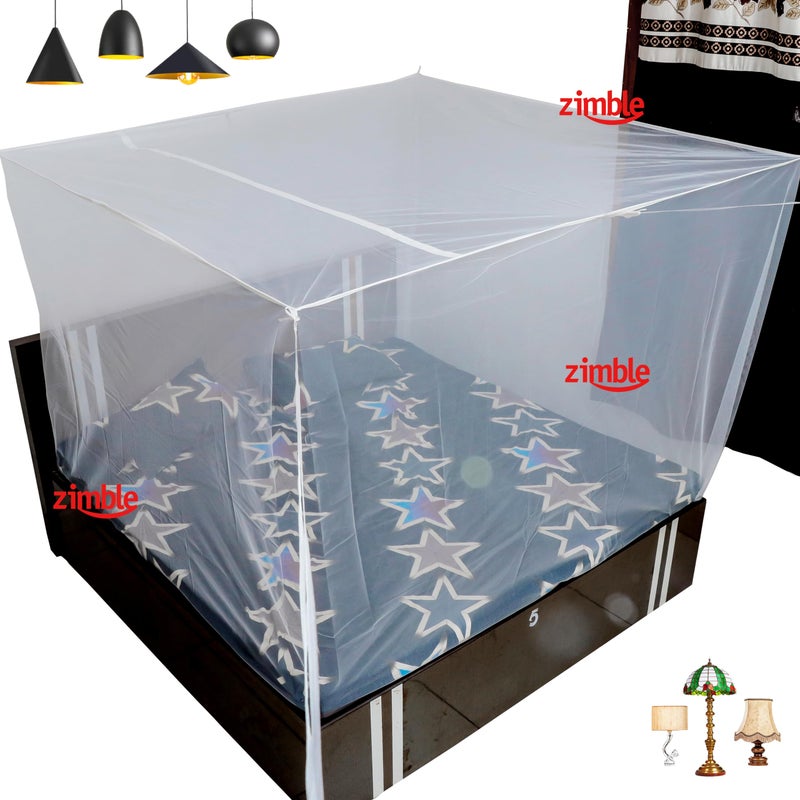 Zimble Mosquito Net 3x6.5 White Colour Machardani Single Bed Net Poly Cotton Mosquito Net for Baby Bedroom Family - Image 2