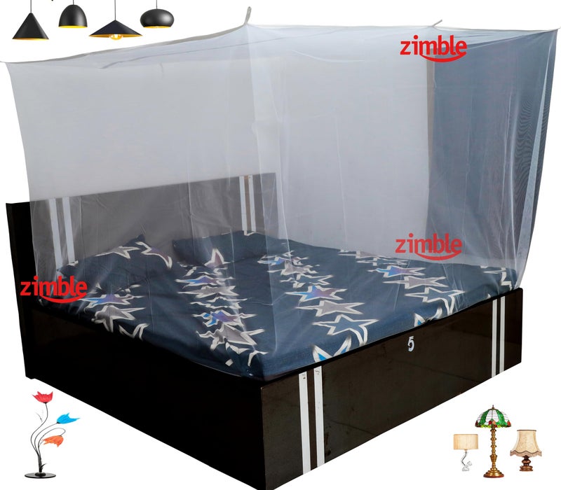 Zimble Mosquito Net 3x6.5 White Colour Machardani Single Bed Net Poly Cotton Mosquito Net for Baby Bedroom Family - Image 1