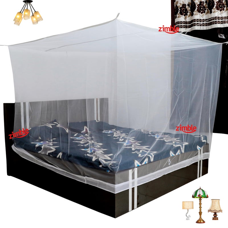 Zimble Mosquito Net 3x6.5 White Colour Machardani Single Bed Net Poly Cotton Mosquito Net for Baby Bedroom Family - Image 3