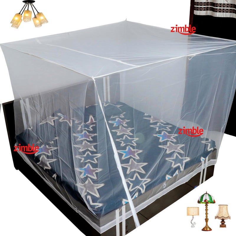 Zimble Mosquito Net 3x6.5 White Colour Machardani Single Bed Net Poly Cotton Mosquito Net for Baby Bedroom Family - Image 4