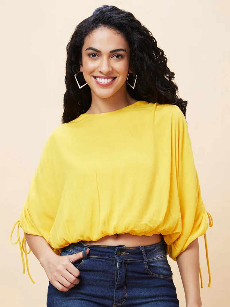 جلو باص Women Extended Sleeves Blouson Top