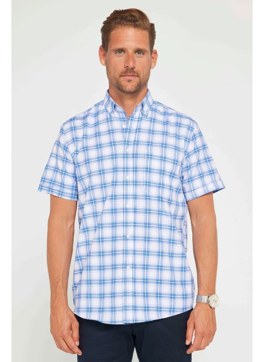 تودورس Men's Classic Fit Regular Cut Short Sleeve Cotton Double Pocket Shirt