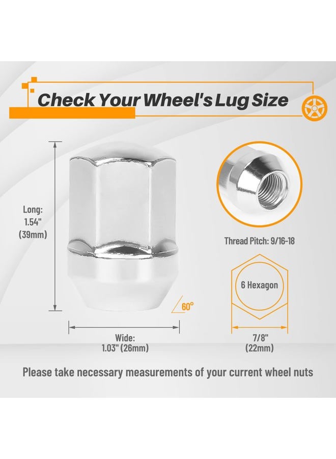 MIKKUPPA 9/16-18 Lug Nuts - Replacement for 2002-2011 Dodge Ram 1500, 2004-2009 Durango, 2006-2010 Dakota, 2006-2009 Chrysler Aspen Factory Wheels, One-Piece OEM Style Lug Nuts, 20PCS Large Acorn Seat - Image 2