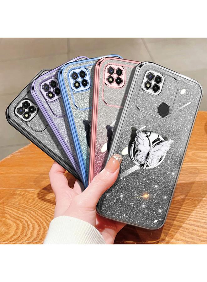 S-TOP Case For Redmi 9C / 10A Plated Gradient Glitter Butterfly Holder TPU Phone Case - Image 2