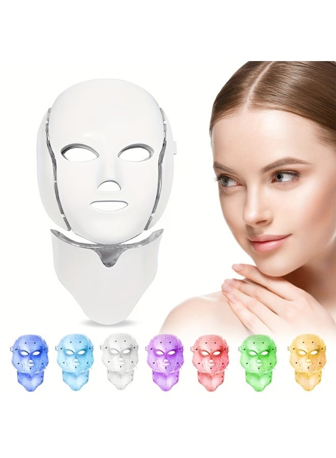 Red Light Therapy Mask for Face & Neck, 7 Colors LED Face Mask Light Therapy for Skin Vitality, Anti-Aging Wrinkles Removal, Home Use Beauty Device, SC256C - Image 1