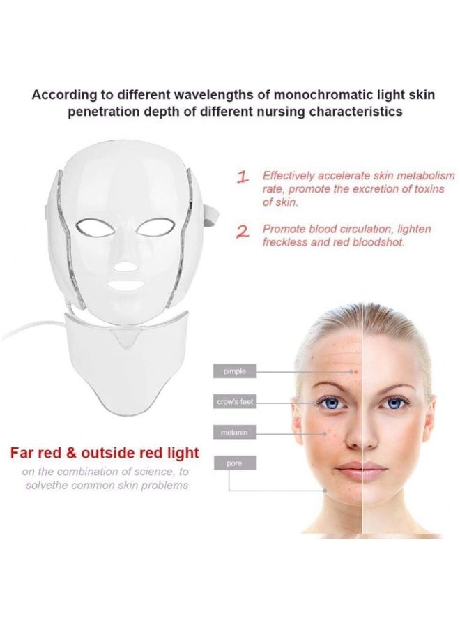 Red Light Therapy Mask for Face & Neck, 7 Colors LED Face Mask Light Therapy for Skin Vitality, Anti-Aging Wrinkles Removal, Home Use Beauty Device, SC256C - Image 3