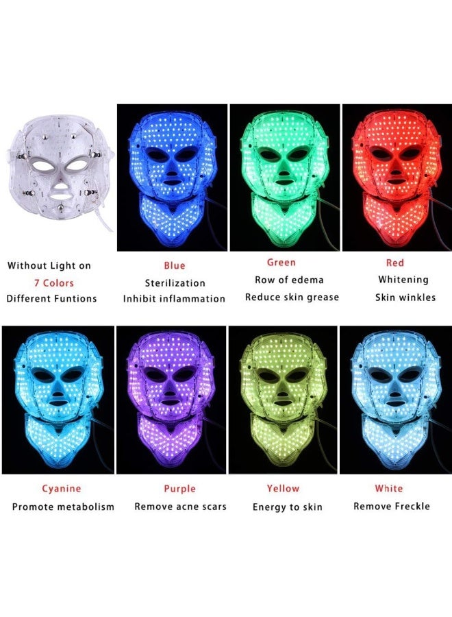 Red Light Therapy Mask for Face & Neck, 7 Colors LED Face Mask Light Therapy for Skin Vitality, Anti-Aging Wrinkles Removal, Home Use Beauty Device, SC256C - Image 5