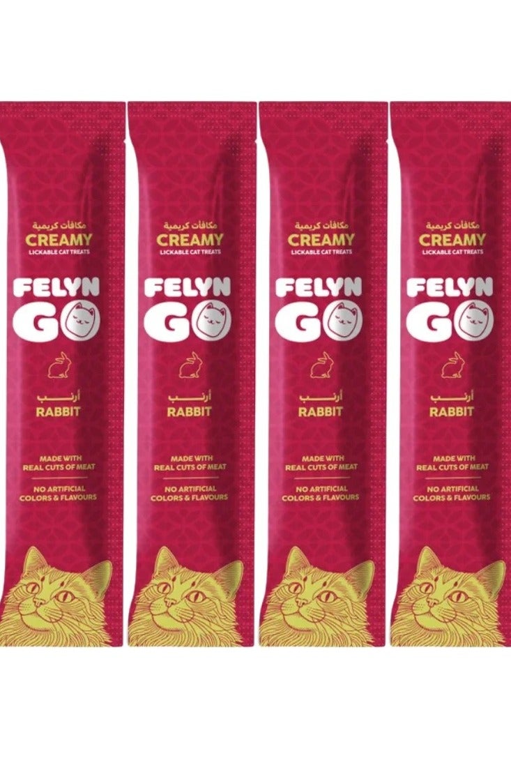 Felyn GO Cat Creamy Treats Rabbit Flavor 4 x 15g Artificial Color & Flavor-Free Formula - Cat Treats - Image 2